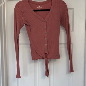 Hollister Women's Button-Down Ribbed Top - Rust